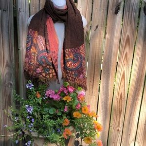 Hand-Embroidered Textured Wool Shawl Paisley Motif, "Paisley Swirl” Fall/Winter